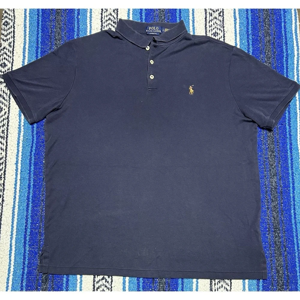 Men's Polo Ralph Lauren Size Large Navy Blue Classic Fit Polo Shirt